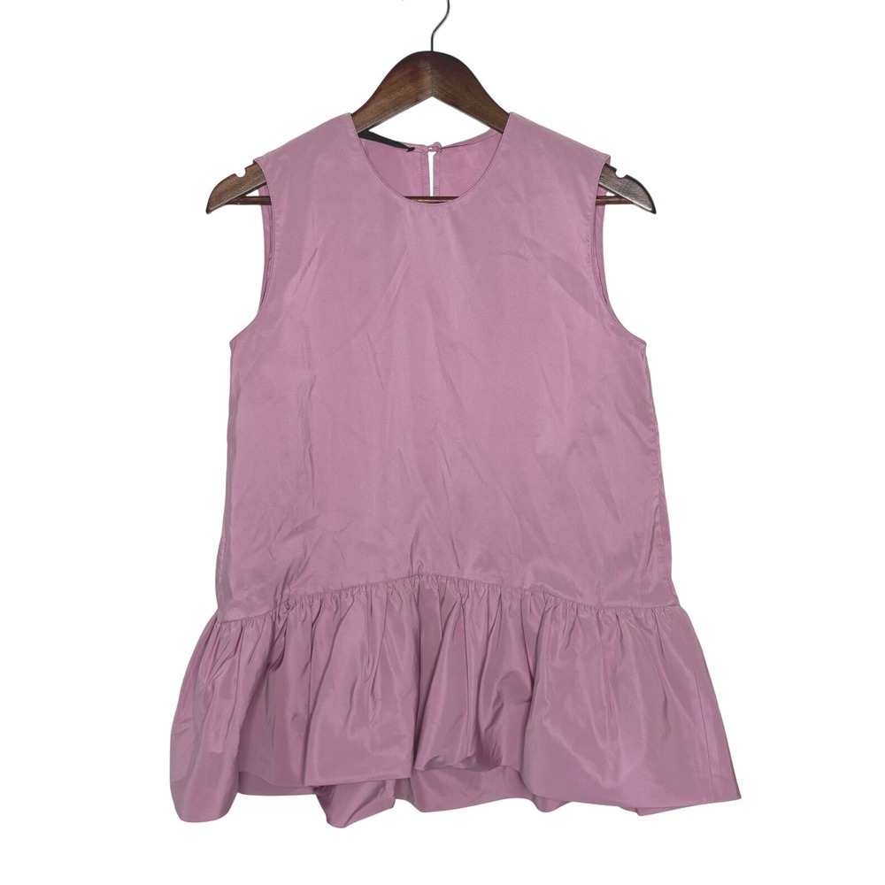 Carolina Herrera Peplum Top Pink Sleeveless Ruffle Hem 8